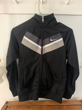 Nike Black Performance Track Jacket with Gray and White Chevron